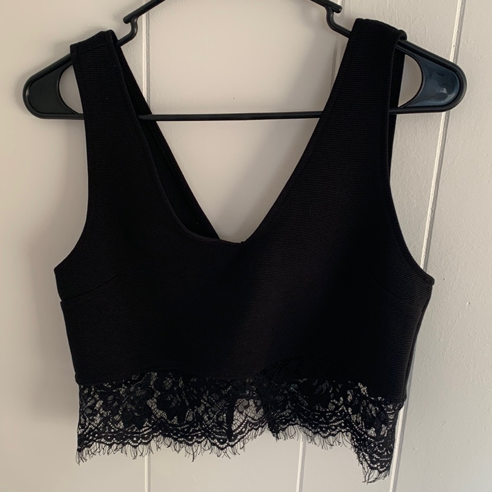 Black Lace Crop Top